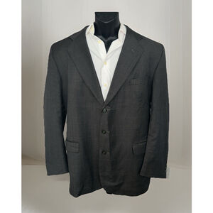 Oleg Cassini Charcoal 48L Graph Checked Three Button Blazer Jacket No Size Tag